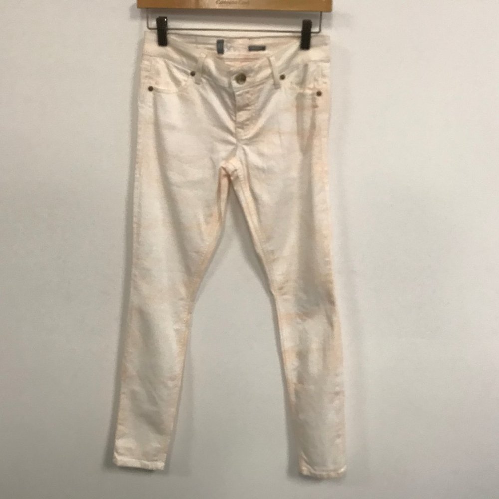 NWOT Level 99 Pink White Tie Dye Effect Jeggings
